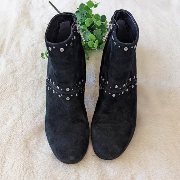 Sam Edelman Black Suede Studded Heeled Booties Size 7 - Picture 9 of 10